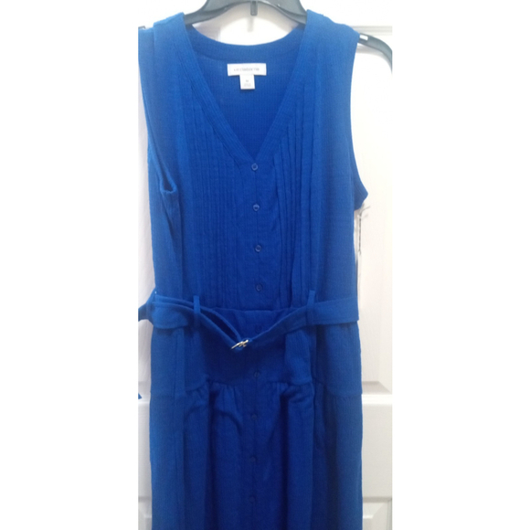Liz Claiborne Womens Sleeveless Midi A-Line Dress Sz M Blue Casual Preppy NWT - Picture 4 of 7